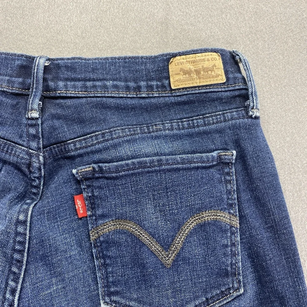 Levis Capri Jeans Womens 4 Blue Mid Rise Stretch 515 Flat Front Dark‎ Wash
